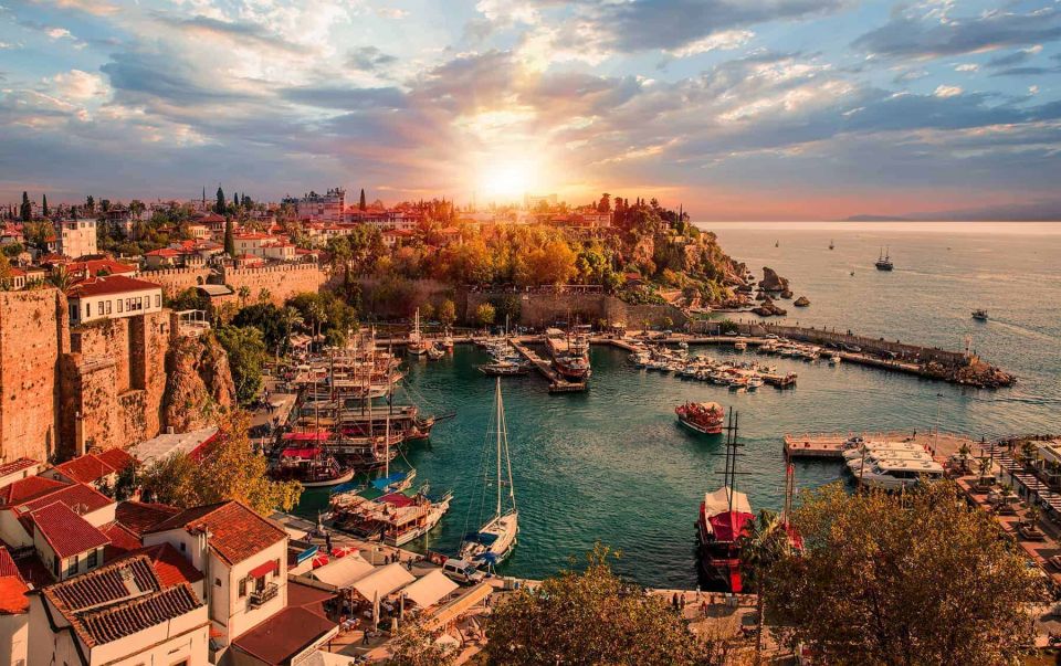 Antalya/Kemer: Old City, Waterfalls, Olympos Cable Car, Boat - Kaleici Old Town: Hadrianus Gate, the Fluted Minaret, and a medieval clock tower