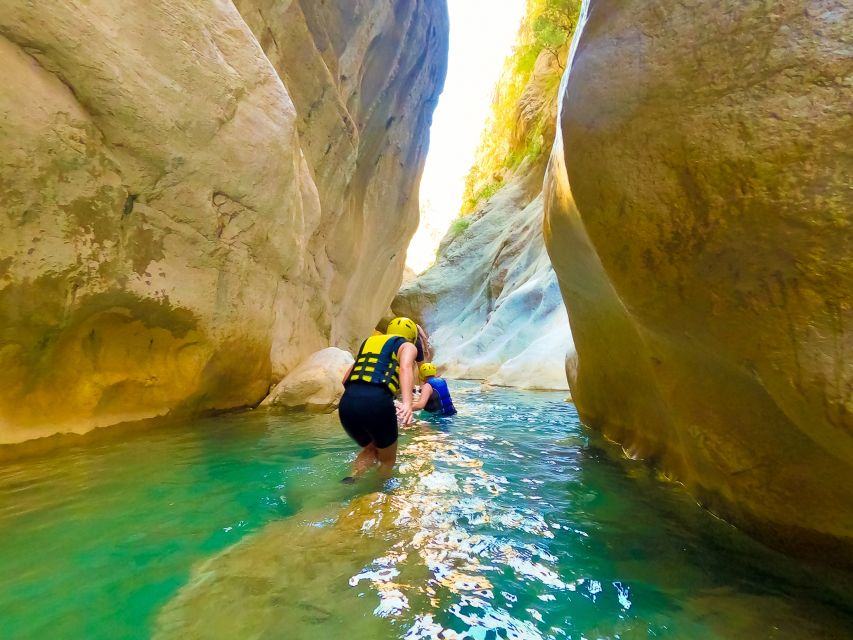 From Antalya: Koprulu Canyon Rafting and Zip Line Adventure - First canyon chapter: warm narrow water and sheer rock walls
