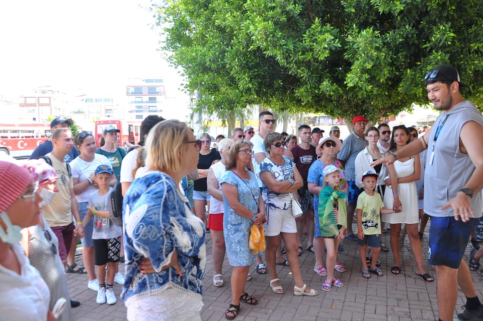 From City of Side: Cabrio Bus Safari & Boat Tour with Lunch - The Stops That Can Vary: Orange Plantation Shops and Animal Park Caution