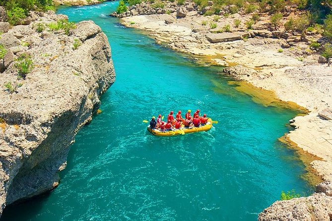 "Side: Whitewater Rafting Fun at Koprulu Canyon" - The rafting run at Koprulu Canyon: 14km, pine trees, and real momentum